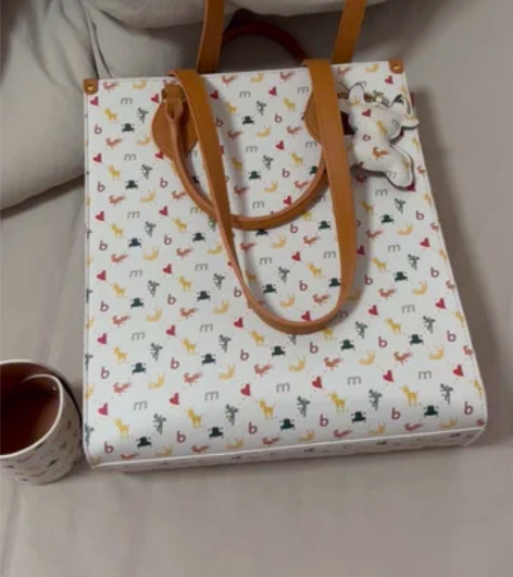 不莱玫老花礼盒大容量托特包百搭单肩包手提上...