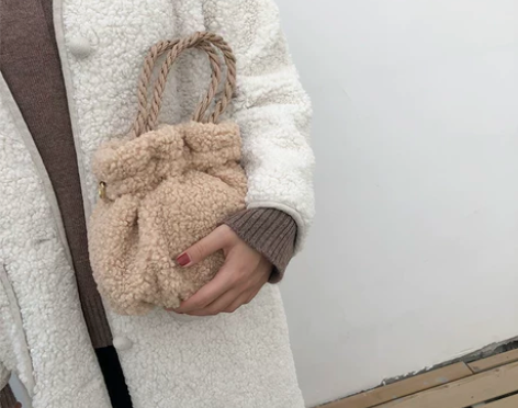 毛毛包包女2020冬季新款卷毛羊羔毛南瓜包...