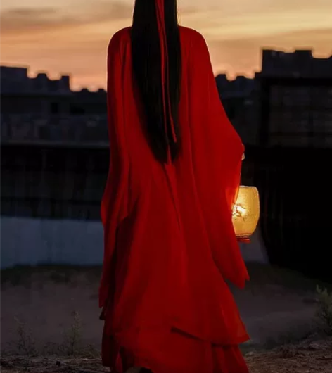 魏晋风汉服女飘逸超仙红色古装大袖衫古风广袖...