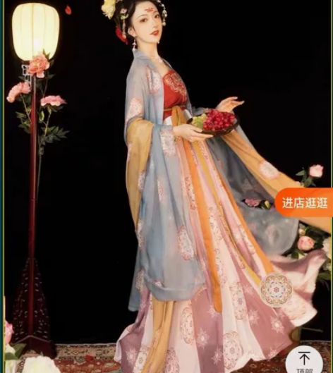 玉术原创汉服女霓裳诃子裙大袖衫唐制春夏刺绣...