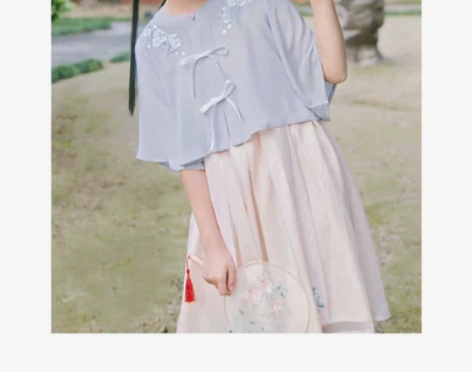 鹿家/改良汉服 刺绣上衣 系带 鹿韵记的小...
