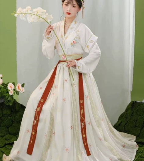 玉术【一览芳华】原创汉服女唐褙子圆领衫褶裙...