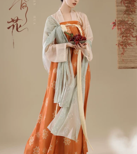 桔屿原创汉服女【长安花】唐制齐胸衫裙复原中...