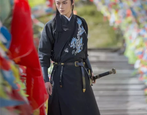 汉服出租！如梦霓裳汉服男装江城子六龙纹刺绣...