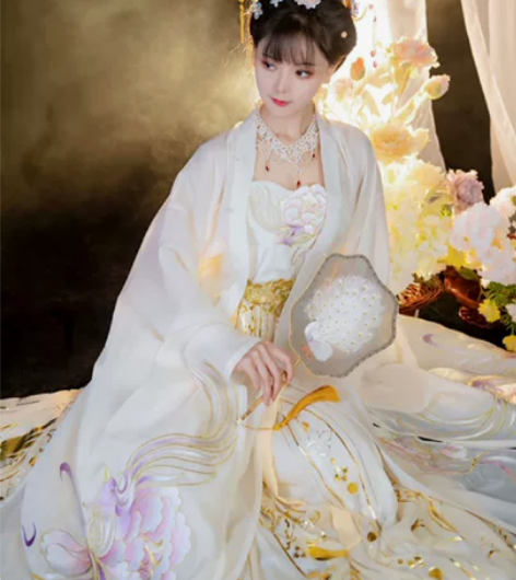 洛月如梦霓裳原创汉服女国风唐制白色诃子裙大...