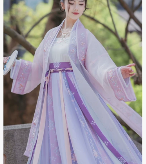 如梦霓裳汉服集合贴，女装对襟齐腰襦裙绣花印...