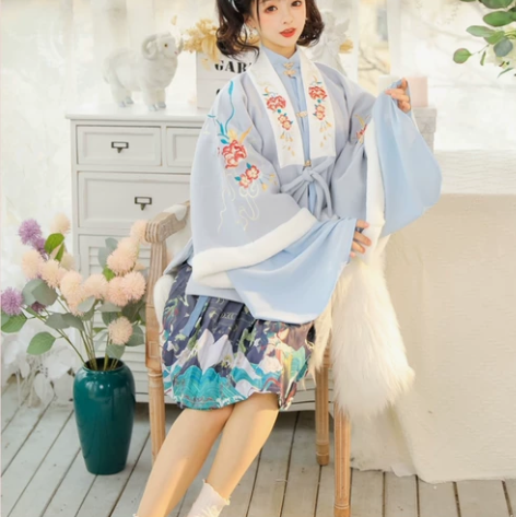 裳云兮月潮生汉服汉元素女正品原创眀制半袖披...