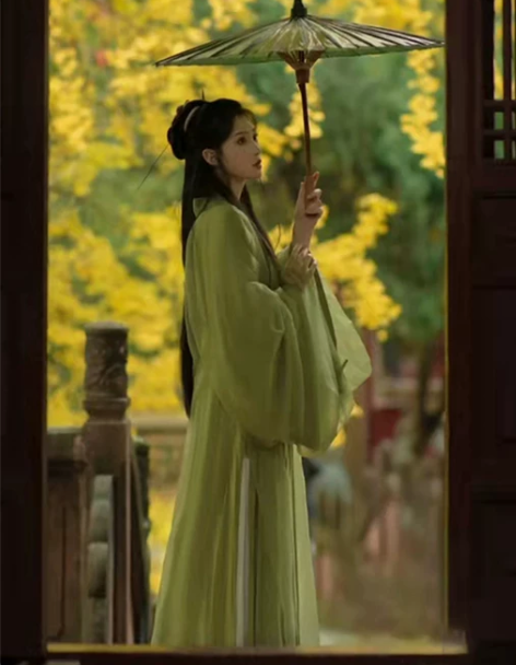 绿色汉服女爆款原创魏晋制古装超仙气飘逸广袖...