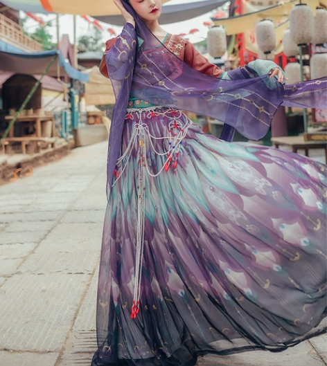 都城南庄汉服 兰陵爵 袒领汉服齐腰襦裙敦煌...