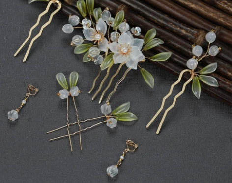 全新7件套!!白菜价汉服配饰手工铃兰赋发钗...