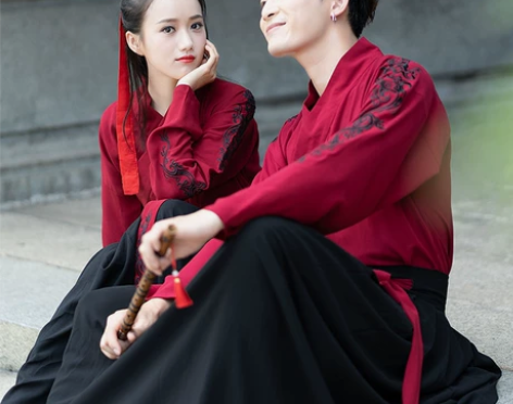 全新古风汉服三件套 L码 一次没穿过 买的...