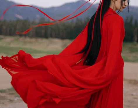 大红色汉服女夏款直裾古风中国风超仙气古装广...