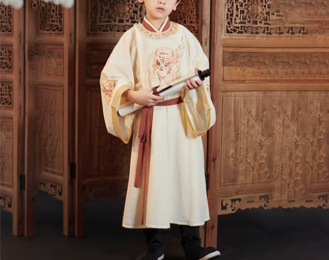 儿童汉服2021新款男童古装宋制圆领长衫中...
