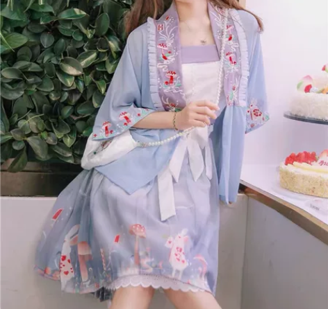 汉旭梦游仙境原创汉服女中国风短裙宋制褙子吊...