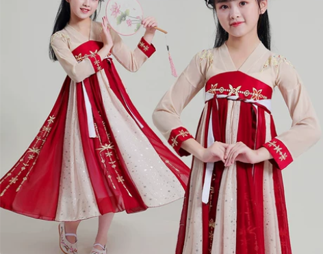 汉服女童古装中国风连衣裙春秋夏装儿童女孩长...
