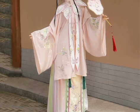 劲合明制汉服女夏松蝶之恋立领齐腰褶裙中国风...