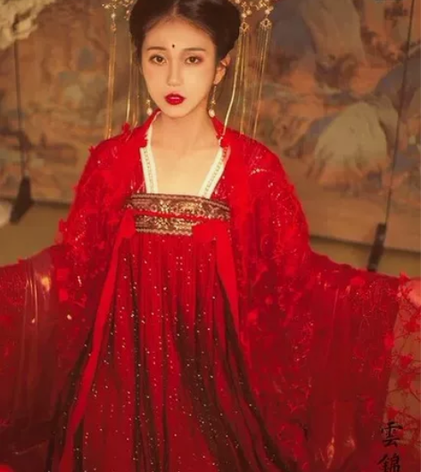 月笙南国【云锦花】红色汉元素齐胸襦裙 颜色...