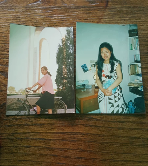 80老照片!推28永久自行车的女人，80女...