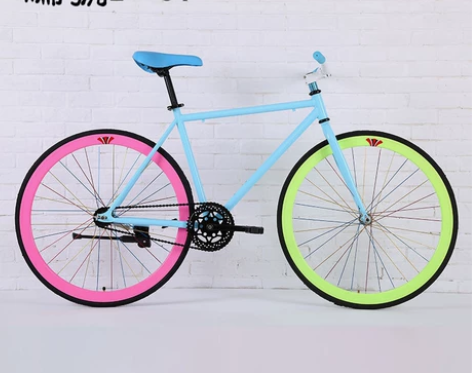 全新 死飞自行车倒刹成人男女式学生弯梁实心...