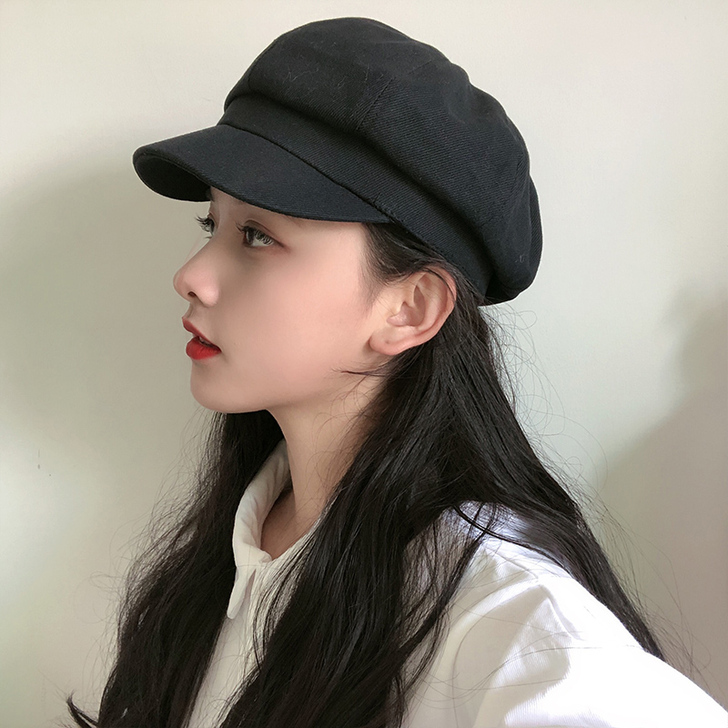 网红八角帽女秋冬天戴的贝雷帽女韩版春夏季英...