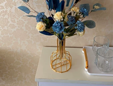 【仿真花清仓】北欧风轻奢金属花瓶摆件创意简...