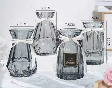 花瓶摆件客厅家用装饰玻璃透明水培绿萝植物插...