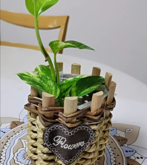 清新花束装饰手工藤编竹编花篮插花花童婚礼花...