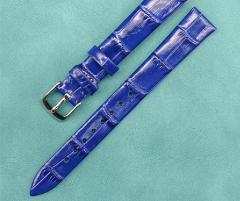 阿玛尼女款真皮表带蓝色竹节纹皮带AR114...