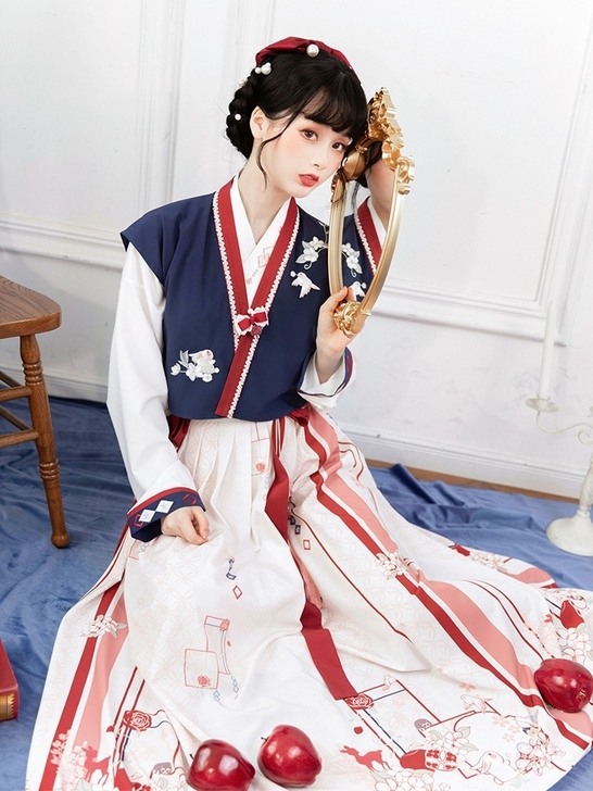 池夏 春之森:初雪姬唐制褙子交领短衫褶裙原...