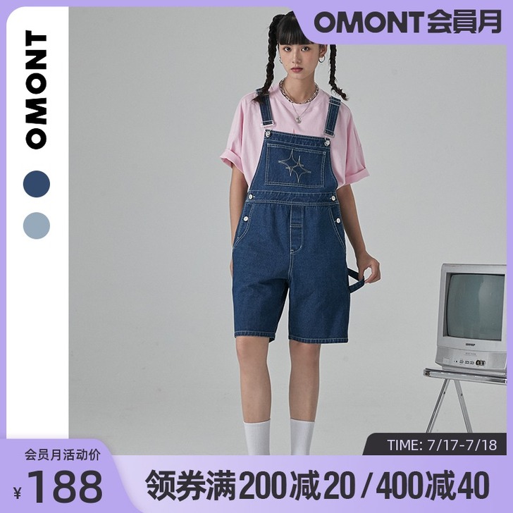 omont  背带牛仔裤