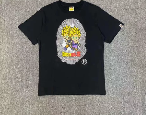 BAPE七龙珠联名款超级赛亚人猿人头印花麻...