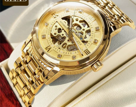 欧利时瑞士认证手表男士全自动机械表男镂空夜...