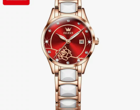 OLEVS 镶钻时尚高雅石英表夜光防水女士...