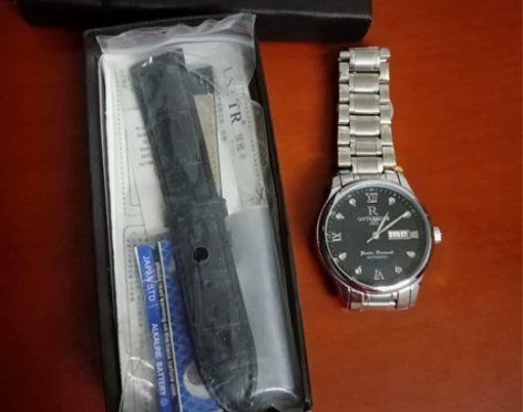 正品超薄防水真皮带精钢带石英男女手表男士腕...