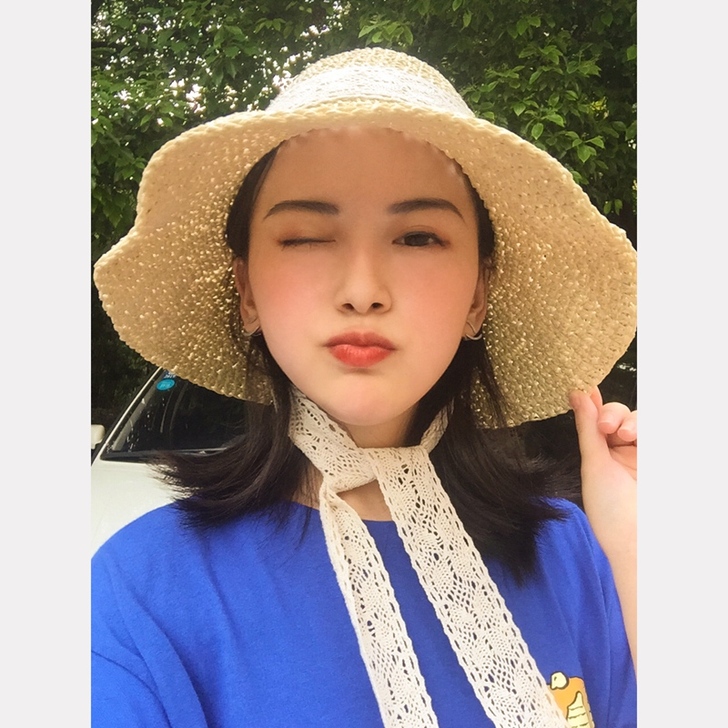 网红款蕾丝系带草帽女渔夫帽夏小清新韩版潮日...