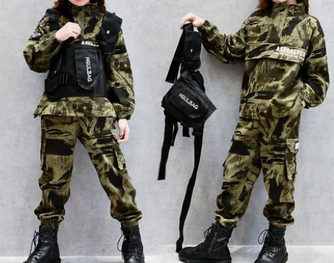 儿童吃鸡迷彩服套装女童特种军训服男童秋装潮...