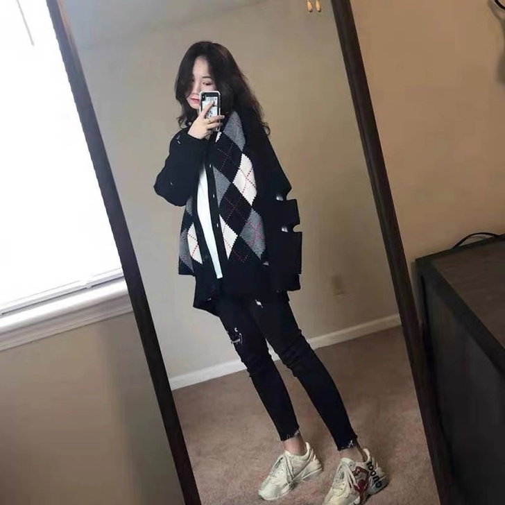 v领毛衣女开衫外套女宽松慵懒风秋冬外穿针织...