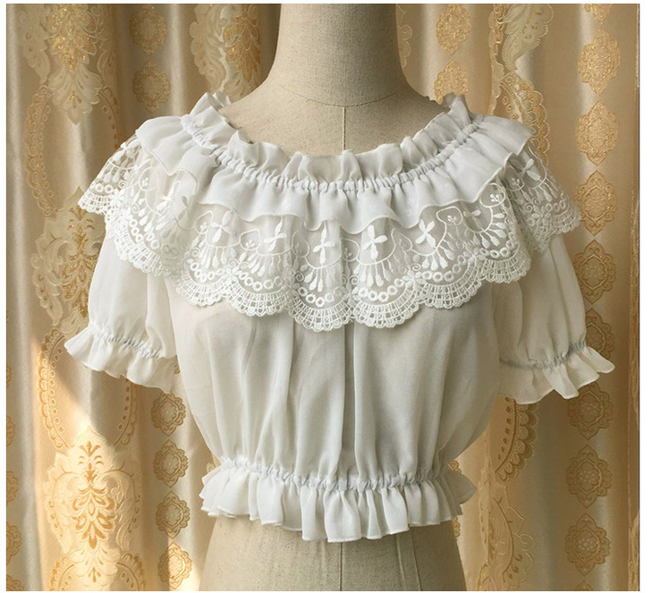 lolita内搭雪纺衫JSK打底衫假衬衫蕾...