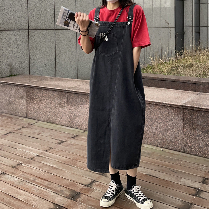 背带裙 黑色 百搭减龄显瘦！