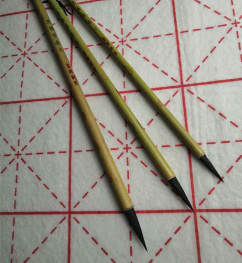 黑兼紫毫毛笔大中小楷毛笔一套 老紫毫毛笔楷...