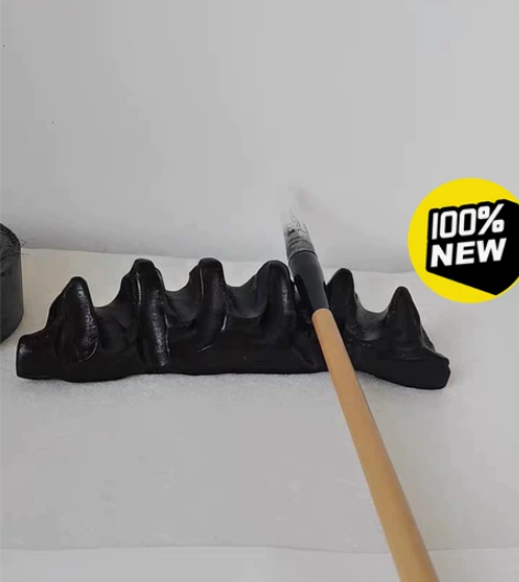 毛笔架实木镇尺书法用品实木多功能笔架黑檀木...