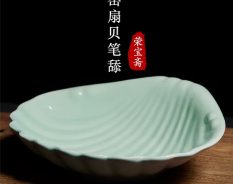 荣宝斋笔掭汝窑陶瓷青瓷文房四宝墨汁毛笔宣纸...