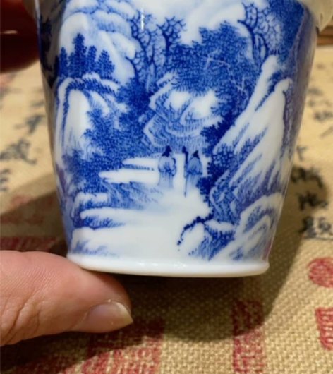 复希斋-原创雪景《寒林论道》青花雪景山水主...