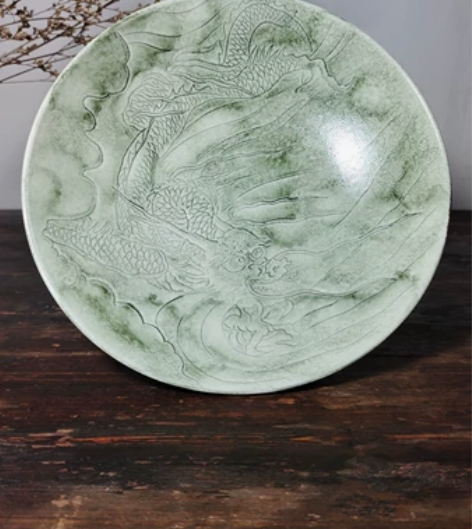 景德镇柴烧全手工刻绘高足果盘 每一款都是倾...