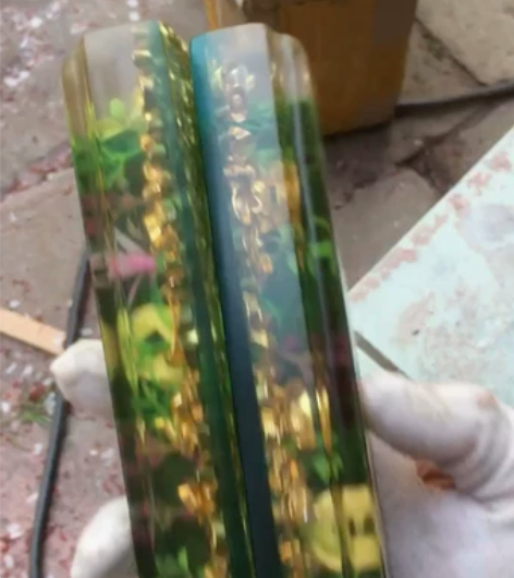 印度小叶紫檀镇尺摆件工艺品环氧树脂水晶镶嵌...