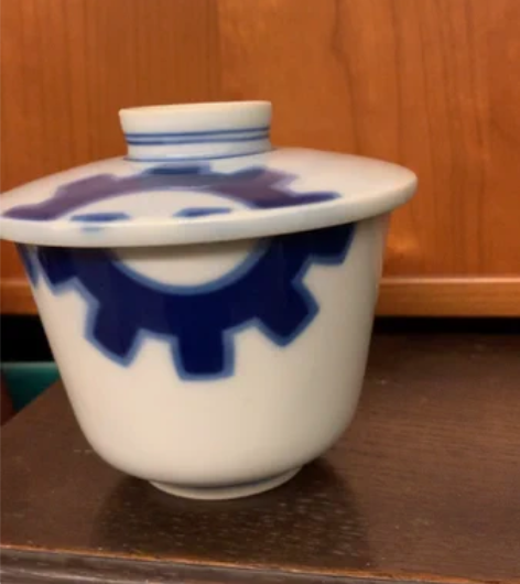 日本回流明治时期老深川青花盖杯，青花发色正...