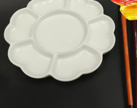 景德镇陶瓷颜料调色盘大号加厚梅花碟国画水粉...