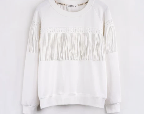 【出】诗曼朵流苏卫衣 白色卫衣 M码 感兴...