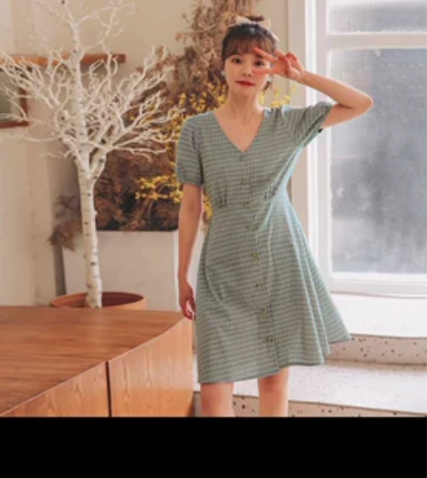 10元包邮/法式复古格子连衣裙短裙少女风可...