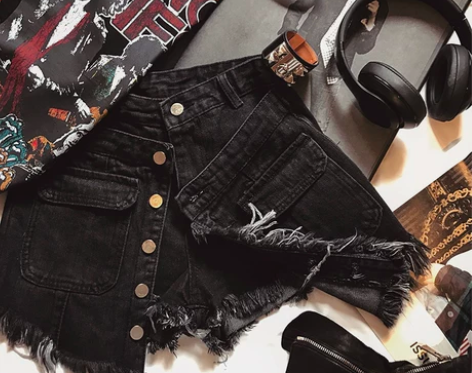 春夏新款女牛仔短裤裙高腰宽松百搭显瘦假两件...